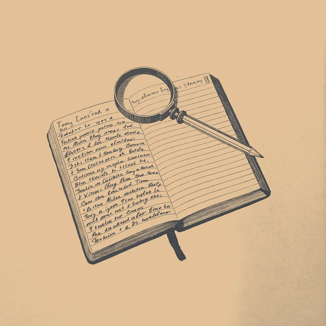 Illustration: ein aufgeschlagenes Notizbuch mit einer Lupe