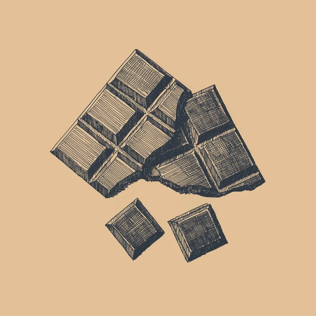 Gezeichnete Illustration von Schokoladenstücken